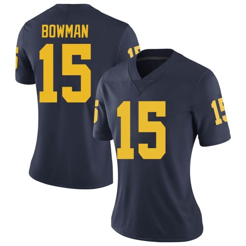 Alan Bowman Michigan Wolverines Women's NCAA #15 Navy Limited Brand Jordan College Stitched Football Jersey GFD7654WZ